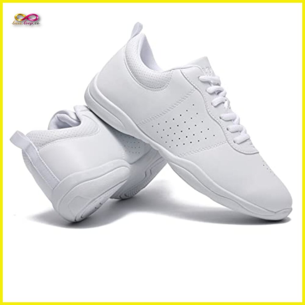 White Athletic Flats Cheerleading Dance Shoes Comfortable Training Sneakers - Picture 6 of 6